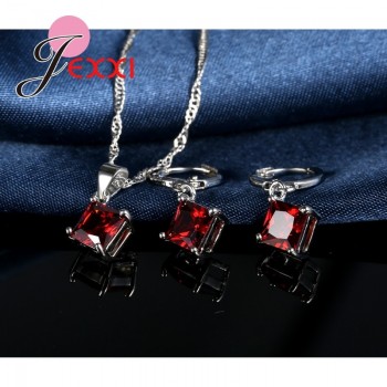 JEMMIN Luxury Romantic Necklace Earrings Jewelry Sets Pendant 925 Sterling Silver CZ Women Wedding Dance Party Jewelry