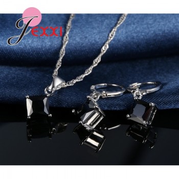JEMMIN Luxury Romantic Necklace Earrings Jewelry Sets Pendant 925 Sterling Silver CZ Women Wedding Dance Party Jewelry