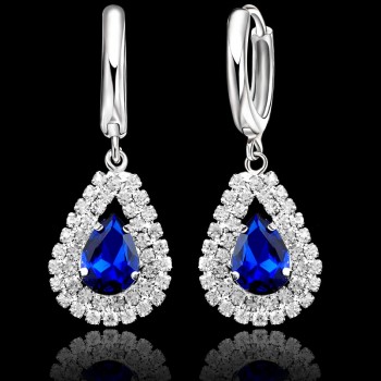Jemmin Elegant Wedding Jewelry Sets 925 Sterling Silver Women Fine Water Drop Crystal Engagement Pendant Necklace Earrings Set