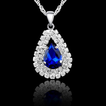 Jemmin Elegant Wedding Jewelry Sets 925 Sterling Silver Women Fine Water Drop Crystal Engagement Pendant Necklace Earrings Set