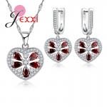 Jemmin Apple With Red Seed Top Quality Silver Crystal Jewelry Set 1pc Necklace Pendent With 1pair Earrings For Women