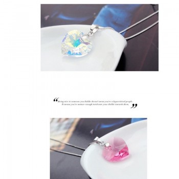Jemmin One Set  Austrian Crystal 925 Sterling Silver Jewelry Heart Pendant Necklaces Lever Back Earrings Woman Accessories Gift