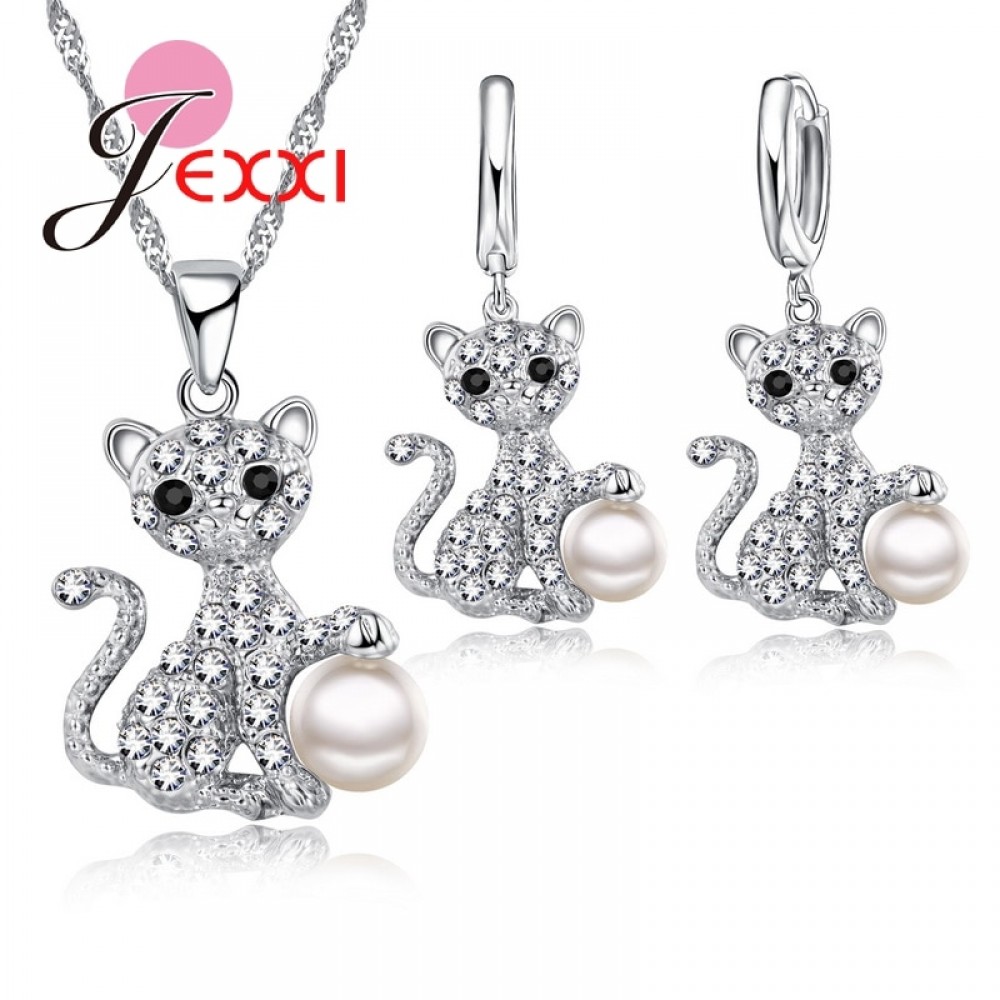 Jemmin  Fashion Wedding Bridal Jewelry Set Cubic Zirconia Crystal 925 Sterling Silver Pendant Necklace Earrings Jewelry Set