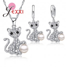 Jemmin  Fashion Wedding Bridal Jewelry Set Cubic Zirconia Crystal 925 Sterling Silver Pendant Necklace Earrings Jewelry Set