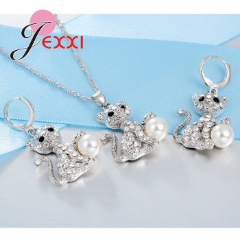 Jemmin  Fashion Wedding Bridal Jewelry Set Cubic Zirconia Crystal 925 Sterling Silver Pendant Necklace Earrings Jewelry Set