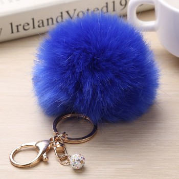 Gold Rabbit Fur Ball Keychain Fur Pom Pom Keychain Porte Clef Fourrure Llaveros Fluffy Keychain Pearl Keychain for Bag Charm