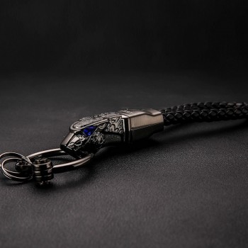 Brand HONEST High Grade Men Key Chain Keychains Rhinestones Car Key Ring Holder Jewelry Bag Pendant Gift Genuine Leather Rope