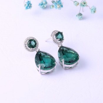 GEMS BALLET Luxury Russian Nano Emerald Ring Earrings Jewelry Set 925 Sterling Silver Engagement Fine Jewelry For Women