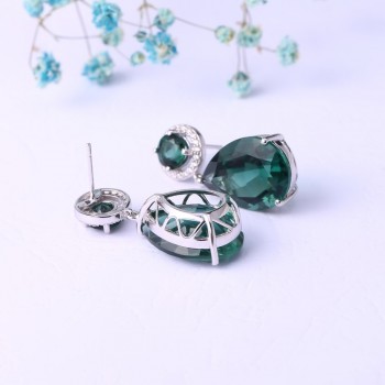 GEMS BALLET Luxury Russian Nano Emerald Ring Earrings Jewelry Set 925 Sterling Silver Engagement Fine Jewelry For Women