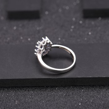 GEMS BALLET Princess Diana Natural Blue Sapphire Flower Earrings Ring Set 925 Sterling Silver Jewelry Set For Women Wedding