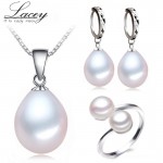 Real freshwater pearl jewelry sets women,natural pearl jewelry sets 925 silver mother pendant ring earring party top quality
