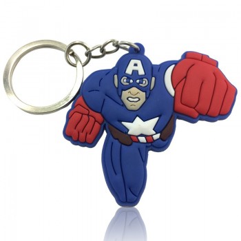 1pcs Cartoon Figure Marvel Avenger Key Chain PVC Anime Hulk Batman Key Ring Kid Toy Pendant Super Hero Keychain Holder Xmas Gift