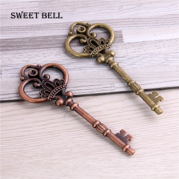 Sweet Bell 10 Pcs/lot 32*84mm Seven Color Metal Alloy Lovely Large Crown Key Charms Vintage Jewelry Keys Charms  D0182-3