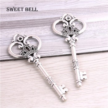 Sweet Bell 10 Pcs/lot 32*84mm Seven Color Metal Alloy Lovely Large Crown Key Charms Vintage Jewelry Keys Charms  D0182-3