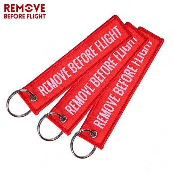 Remove Before Flight Key Chain Red Keychain Woven Letter Keyring Jewelry Aviation Tags OEM Key Chains Safety Tag 3 PCS/LOT