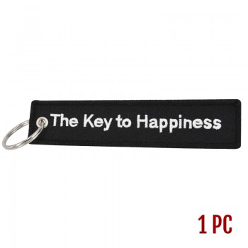 The Key to Happiness Key Chain Bijoux Keychain for Motorcycles and Cars Gifts Key Tag Embroidery Key Fobs OEM Key Ring Bijoux