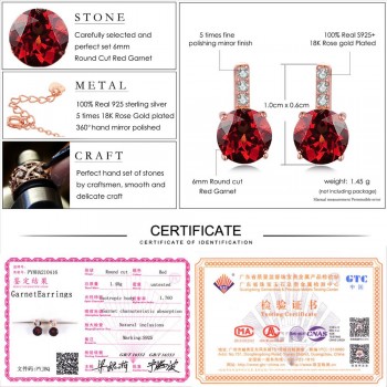 LAMOON 2017 New 100% Real Natural Red Garnet 925-Sterling-Silver Jewelry Sets 3PCS S925 Fine Jewellery for Women Party V014-4