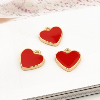 10pcs Small Love Enamel Heart Charms Bracelet Findings Women Girl Handmade Pendant Necklace Dangle Earring Cute Jewelry Gift C74