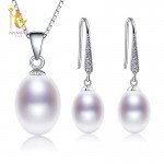 [NYMPH]Natural Pearl Jewelry Sets 925 Sterling Silver Pendant Earrings Real Fresh Water Jewelry With Box Wedding Party [SET53]