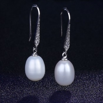 [NYMPH]Natural Pearl Jewelry Sets 925 Sterling Silver Pendant Earrings Real Fresh Water Jewelry With Box Wedding Party [SET53]