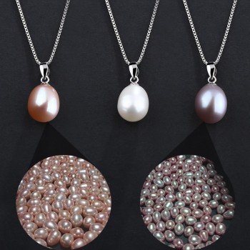 [NYMPH]Natural Pearl Jewelry Sets 925 Sterling Silver Pendant Earrings Real Fresh Water Jewelry With Box Wedding Party [SET53]