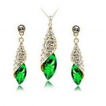 OMHXZJ Wholesale Woman Desert Light Gold AAA Zircon Crystal 18KT Platinum Necklace Earrings Bracelets Jewelry Sets  ST04-1