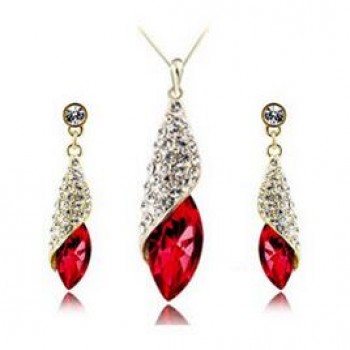 OMHXZJ Wholesale Woman Desert Light Gold AAA Zircon Crystal 18KT Platinum Necklace Earrings Bracelets Jewelry Sets  ST04-1