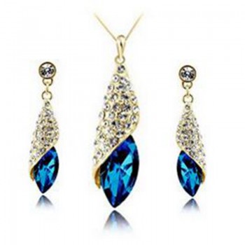 OMHXZJ Wholesale Woman Desert Light Gold AAA Zircon Crystal 18KT Platinum Necklace Earrings Bracelets Jewelry Sets  ST04-1