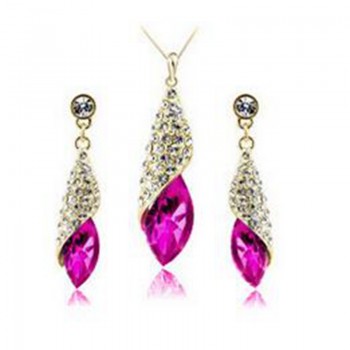 OMHXZJ Wholesale Woman Desert Light Gold AAA Zircon Crystal 18KT Platinum Necklace Earrings Bracelets Jewelry Sets  ST04-1