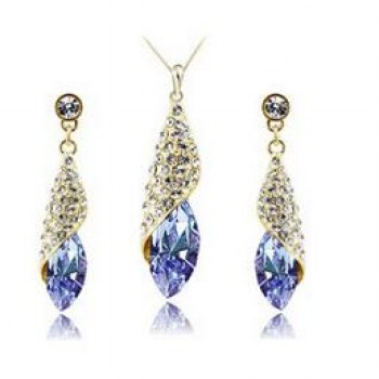 OMHXZJ Wholesale Woman Desert Light Gold AAA Zircon Crystal 18KT Platinum Necklace Earrings Bracelets Jewelry Sets  ST04-1
