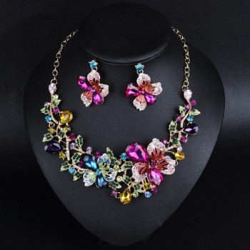 Fashion High Quality Crystal Necklace Exaggerated Design Charm Women Dance Party Earrings Jewelry Fine Gifts Jewelry Sets
