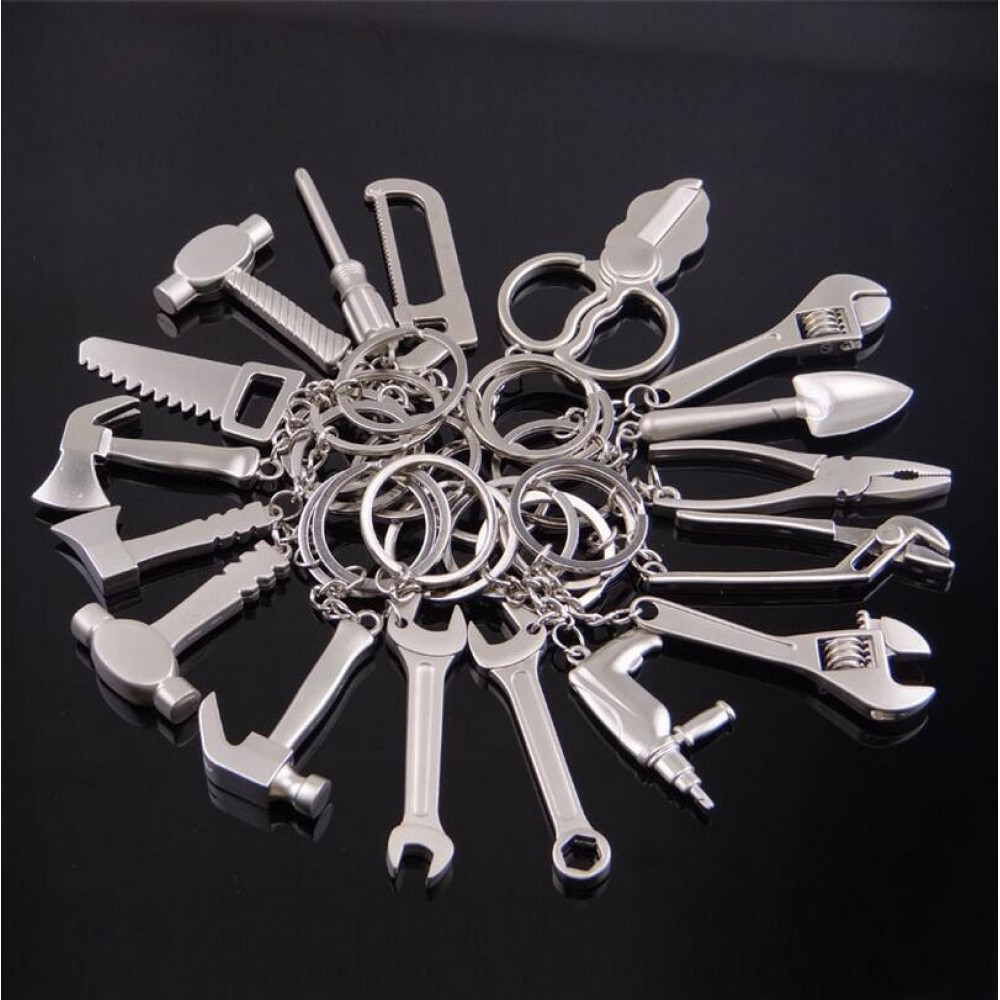 1 PC High Quality Alloy Creative Tools Keychains Wrenches hammers Screwdriver Drill Saw Pliers Key Rings Key Chains 10cm 12cm