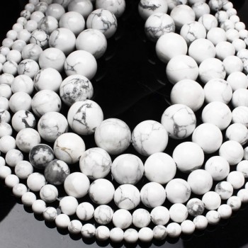 CAMDOE DANLEN Natural Gem Stone White Howlite Turquoises Beads 4 6 8 10 12 14MM Bracelet Fit Diy Charm Beads For Jewelry Making