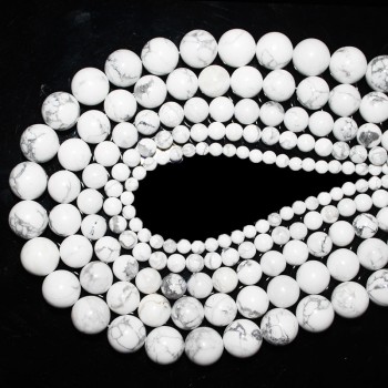 CAMDOE DANLEN Natural Gem Stone White Howlite Turquoises Beads 4 6 8 10 12 14MM Bracelet Fit Diy Charm Beads For Jewelry Making