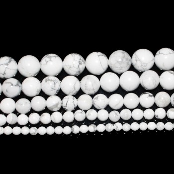 CAMDOE DANLEN Natural Gem Stone White Howlite Turquoises Beads 4 6 8 10 12 14MM Bracelet Fit Diy Charm Beads For Jewelry Making