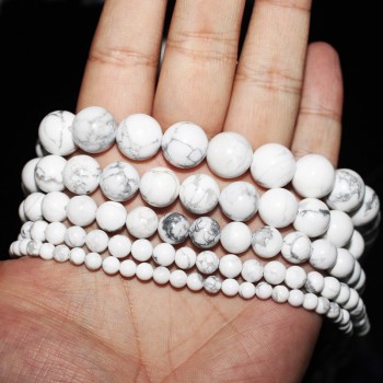 CAMDOE DANLEN Natural Gem Stone White Howlite Turquoises Beads 4 6 8 10 12 14MM Bracelet Fit Diy Charm Beads For Jewelry Making