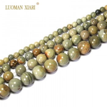 AAA+ Silver Leaf Jasper Natural Stone Jade Beads For Jewelry Making DIY Bracelet Necklace Material 4/6/8/10 mm Strand 15