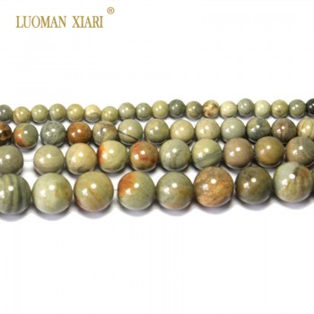 AAA+ Silver Leaf Jasper Natural Stone Jade Beads For Jewelry Making DIY Bracelet Necklace Material 4/6/8/10 mm Strand 15
