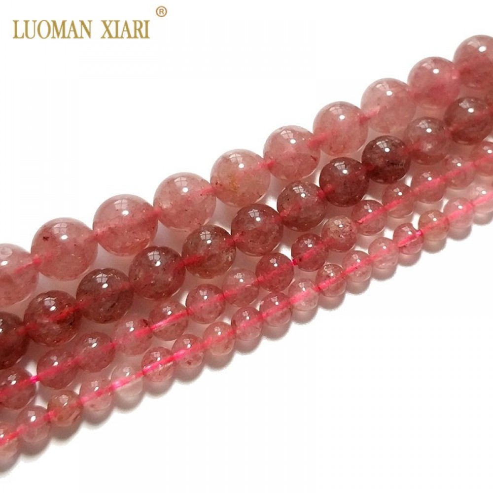 Wholesale  AAA 100% Natural Strawber Quartz Stone Beads For Jewelry Making DIY Bracelet Necklace 4/6/8/10mm Strand 15