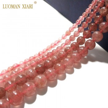 Wholesale  AAA 100% Natural Strawber Quartz Stone Beads For Jewelry Making DIY Bracelet Necklace 4/6/8/10mm Strand 15