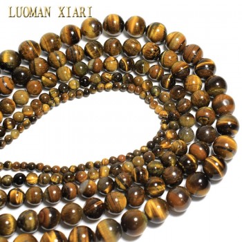 Wholesale Natural Tiger Eye Round Loose  Stone Beads For Jewelry Making Diy Bracelet Necklace 4/6/8/10/12 mm Strand 15