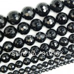 Natural Stone Faceted Black Agata Onyx Round Loose Spacer Beads 4 6 8 10 12 14mm 15Strand For Jewelry Making DIY Bracelet