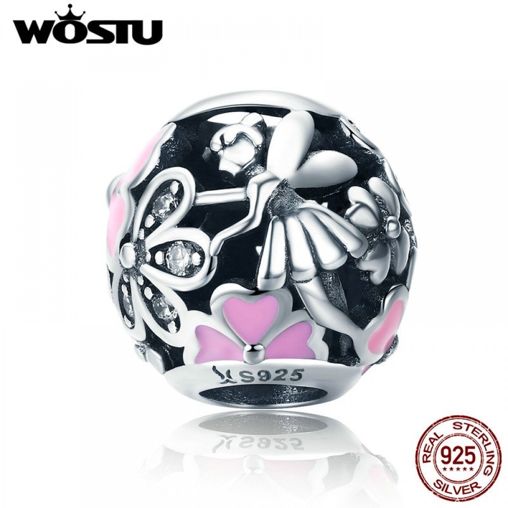 WOSTU 2018 New 925 Sterling Silver Poetic Blooms Clip Beads Fit Original Charm Bracelet Fashion DIY Jewelry Making