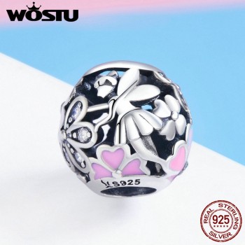 WOSTU 2018 New 925 Sterling Silver Poetic Blooms Clip Beads Fit Original Charm Bracelet Fashion DIY Jewelry Making