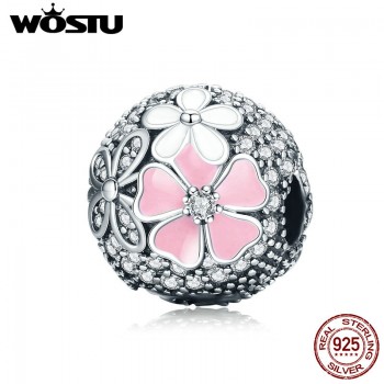 WOSTU 2018 New 925 Sterling Silver Poetic Blooms Clip Beads Fit Original Charm Bracelet Fashion DIY Jewelry Making