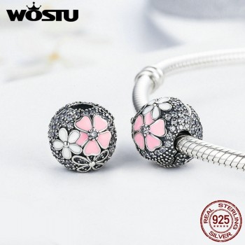 WOSTU 2018 New 925 Sterling Silver Poetic Blooms Clip Beads Fit Original Charm Bracelet Fashion DIY Jewelry Making
