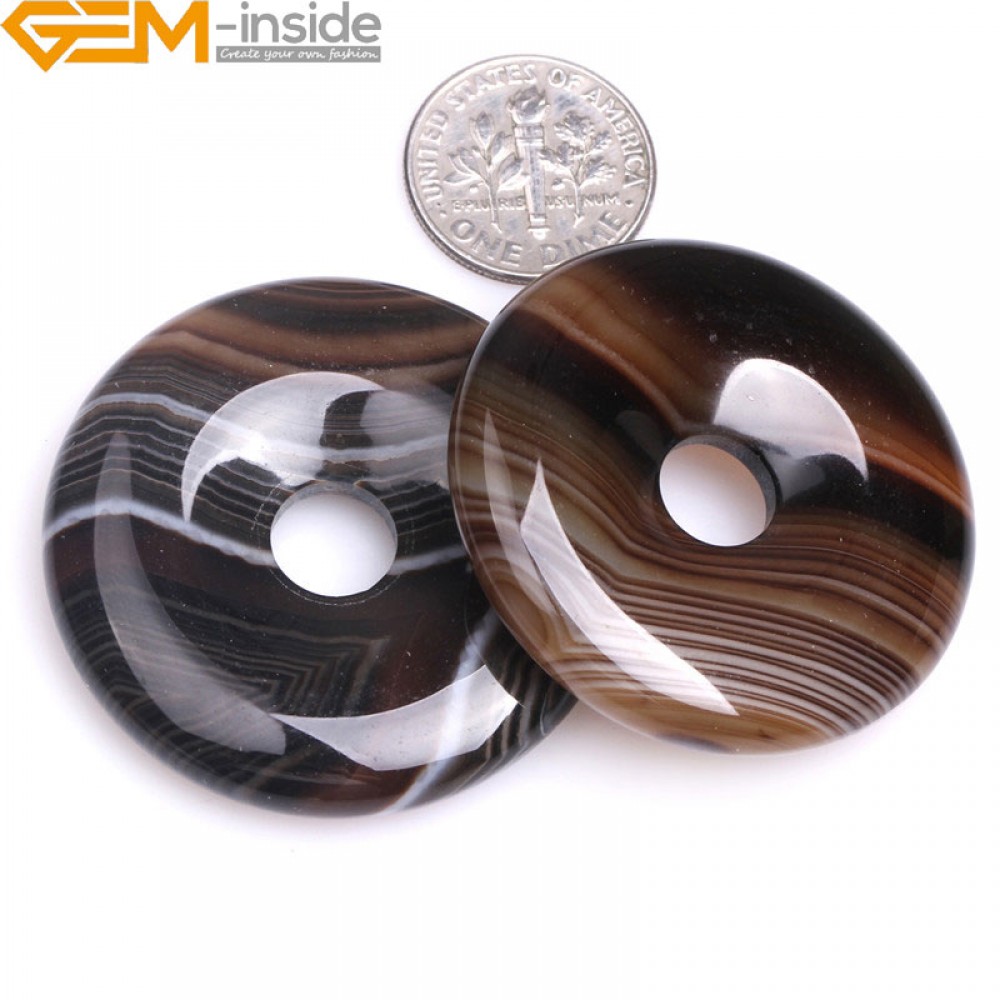 40mm 35mm 30mm Donuts Rings Coffe Brown Natural Onyx Sardonyx Agate Stone Beads For Jewelry Making Strand 15 Inch