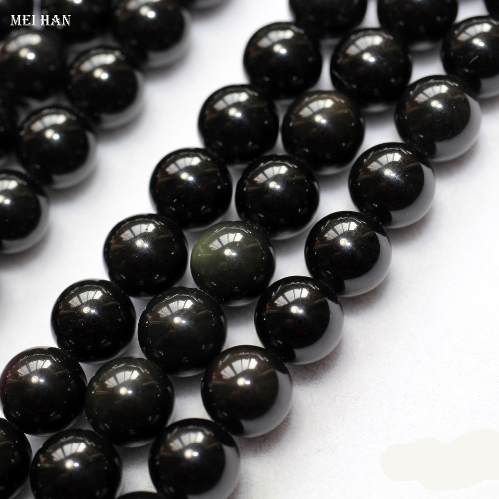 Free shipping 6mm,8mm,10mm,12mm,14mm natural obsidian round  beads for bracelet jewelry making design or gift