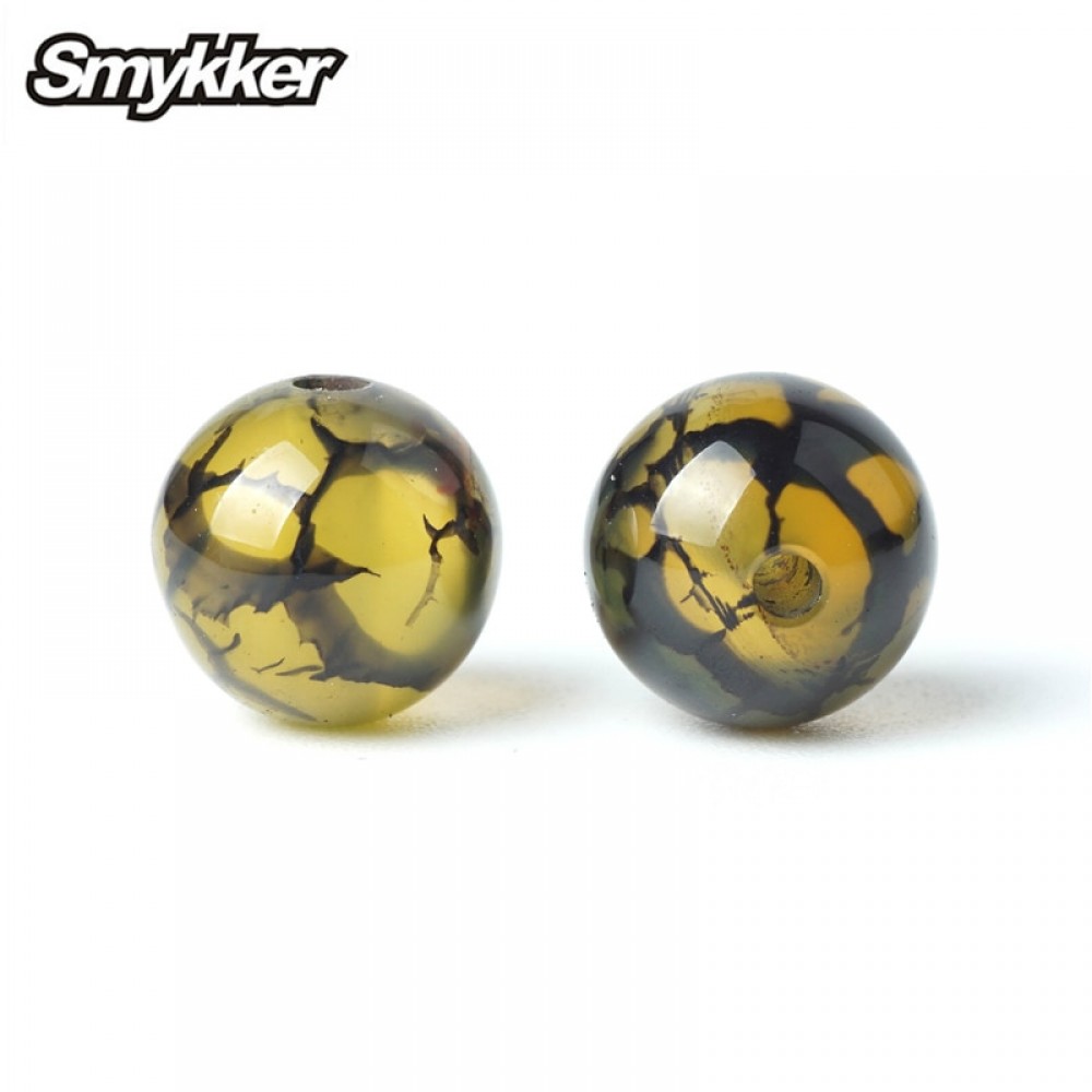 New Natural Gemstone Beads Yellow Agate Loose Round Charms Turquoise Black Vein Bead 8mm Ball Stone For Women DIY Jewelry Making