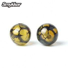 New Natural Gemstone Beads Yellow Agate Loose Round Charms Turquoise Black Vein Bead 8mm Ball Stone For Women DIY Jewelry Making